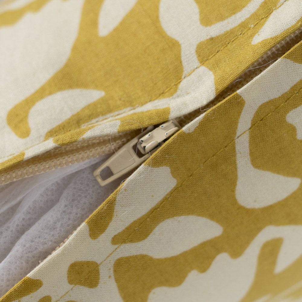 BEIGE-MUSTARD CUSHION 100% COTTON 50 X 30 CM