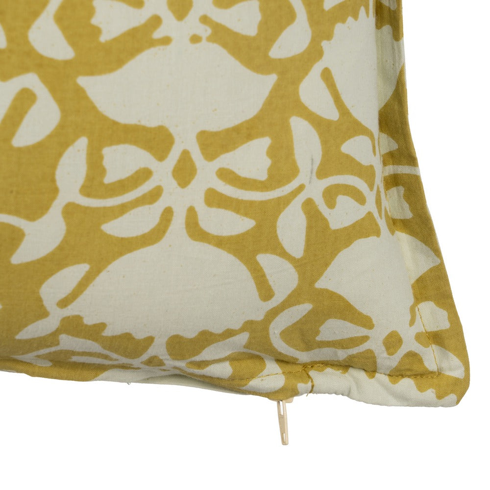 BEIGE-MUSTARD CUSHION 100% COTTON 50 X 50 CM