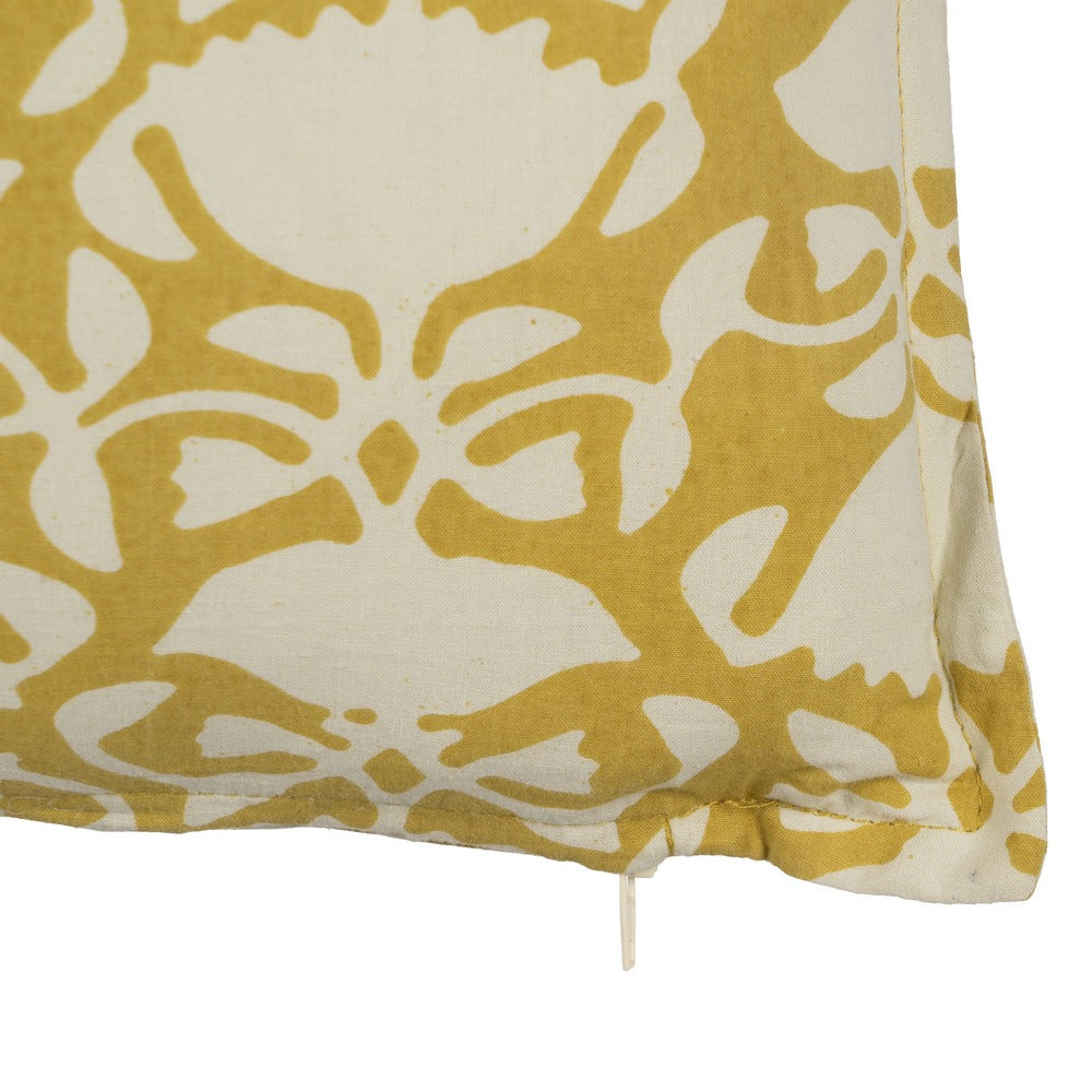 BEIGE-MUSTARD CUSHION 100% COTTON 60 X 40 CM