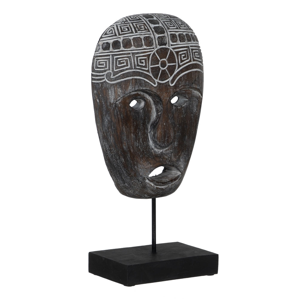 FIGURA MÁSCARA MADERA-HIERRO DECORACIÓN 24 X 12 X 46 CM