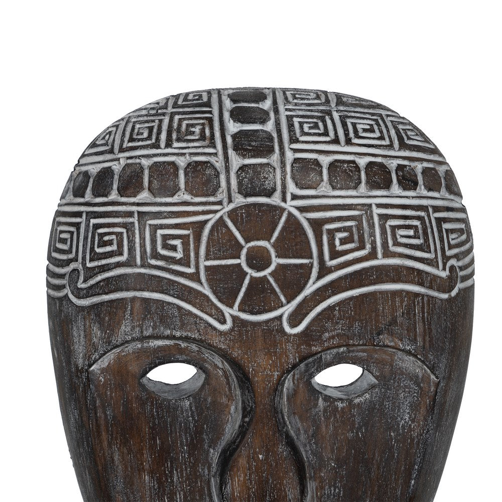FIGURA MÁSCARA MADERA-HIERRO DECORACIÓN 24 X 12 X 46 CM