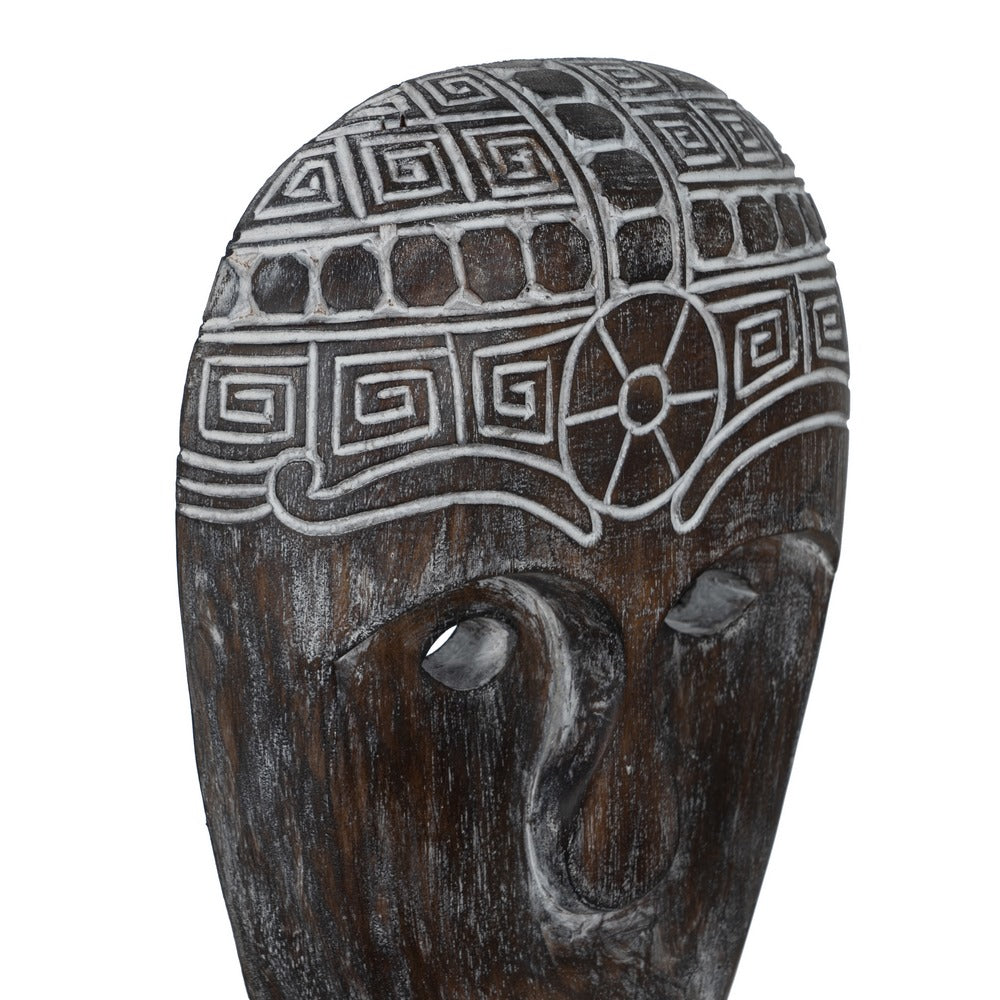 FIGURA MÁSCARA MADERA-HIERRO DECORACIÓN 24 X 12 X 46 CM