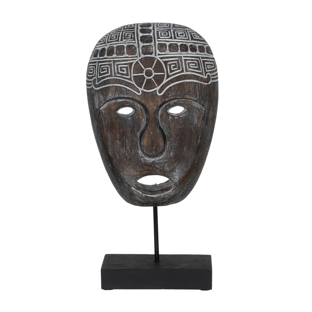 FIGURA MÁSCARA MADERA-HIERRO DECORACIÓN 24 X 12 X 46 CM