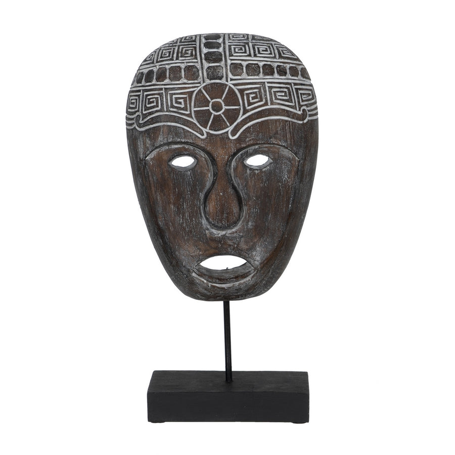 FIGURA MÁSCARA MADERA-HIERRO DECORACIÓN 24 X 12 X 46 CM