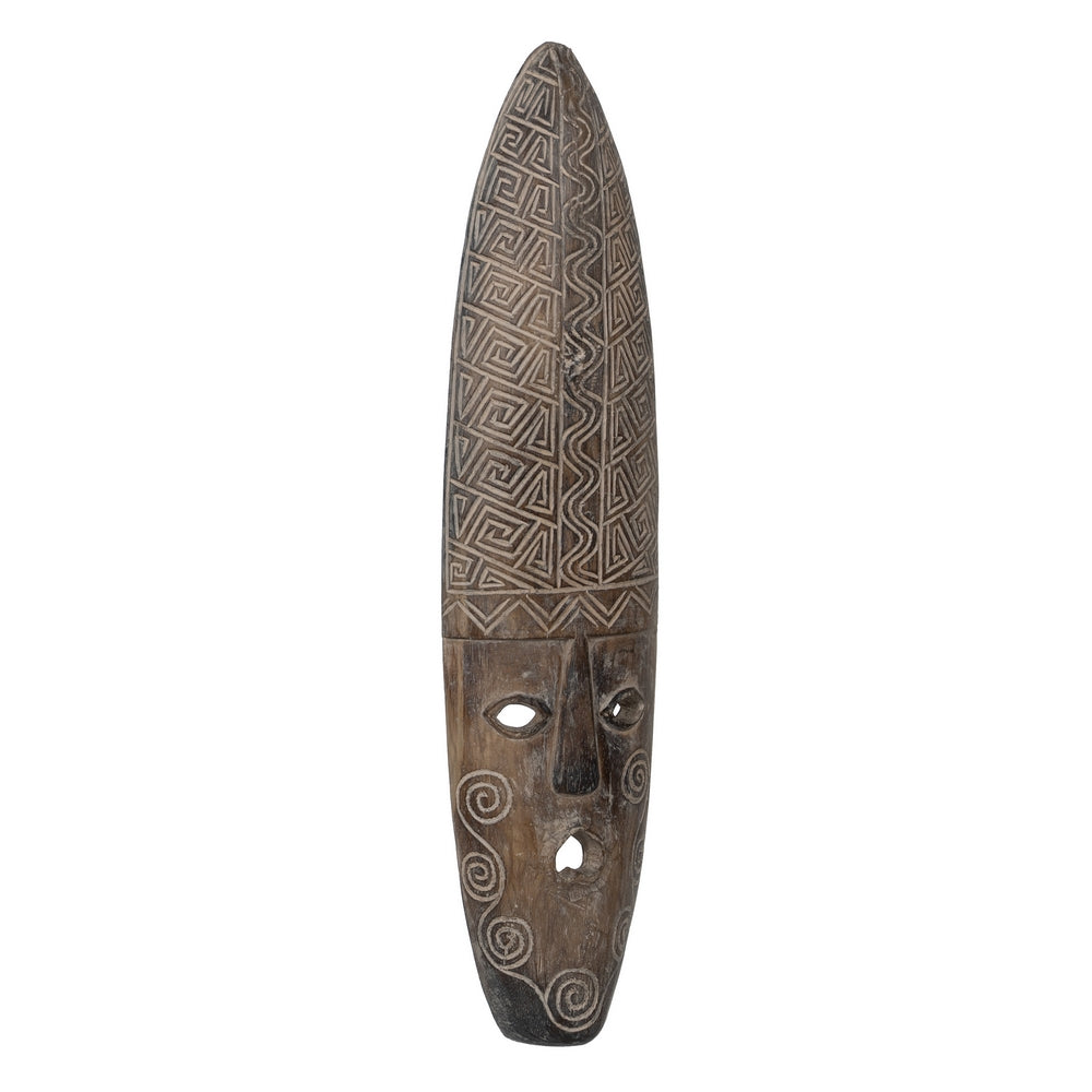 WOODEN MASK DECORATION FIGURE 22 X 6 X 87 CM