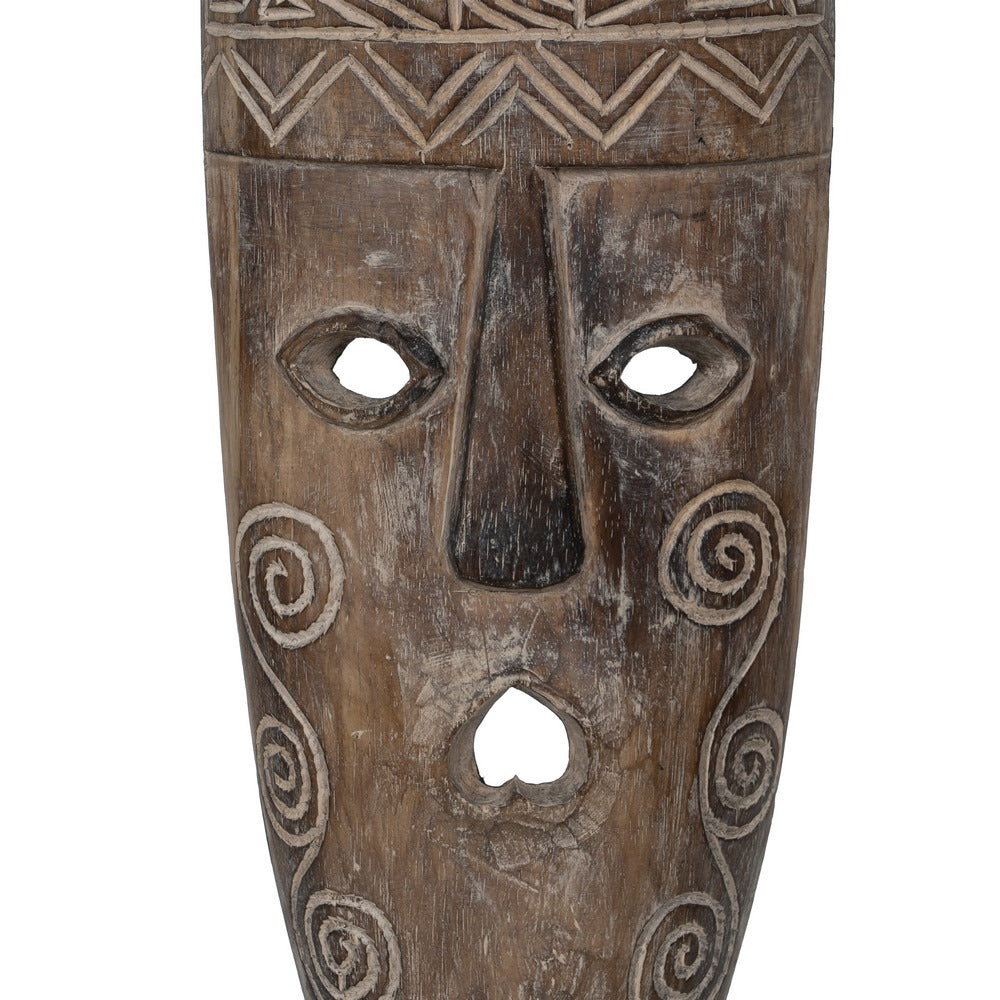 WOODEN MASK DECORATION FIGURE 22 X 6 X 87 CM
