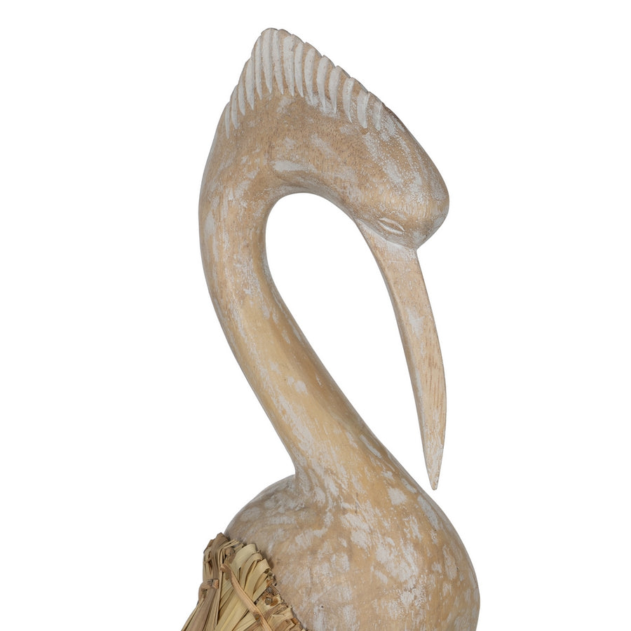 FIGURA GARZA MADERA-FIBRA NATURAL 20 X 10 X 62 CM