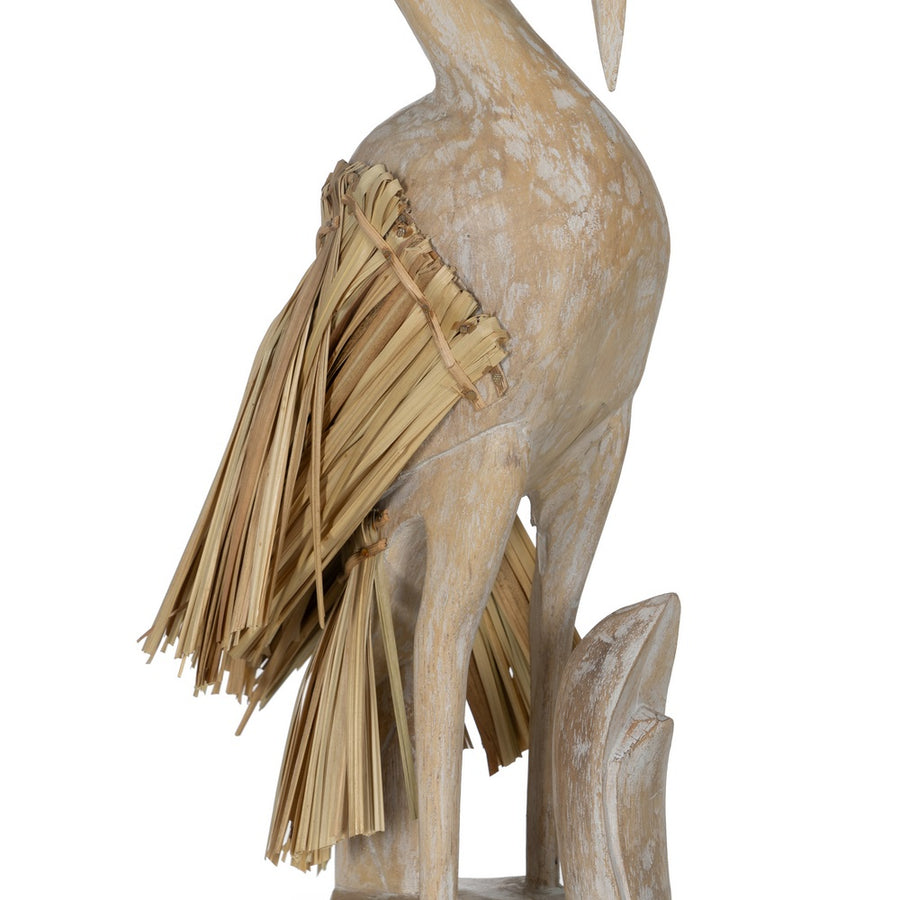 FIGURA GARZA MADERA-FIBRA NATURAL 20 X 10 X 62 CM