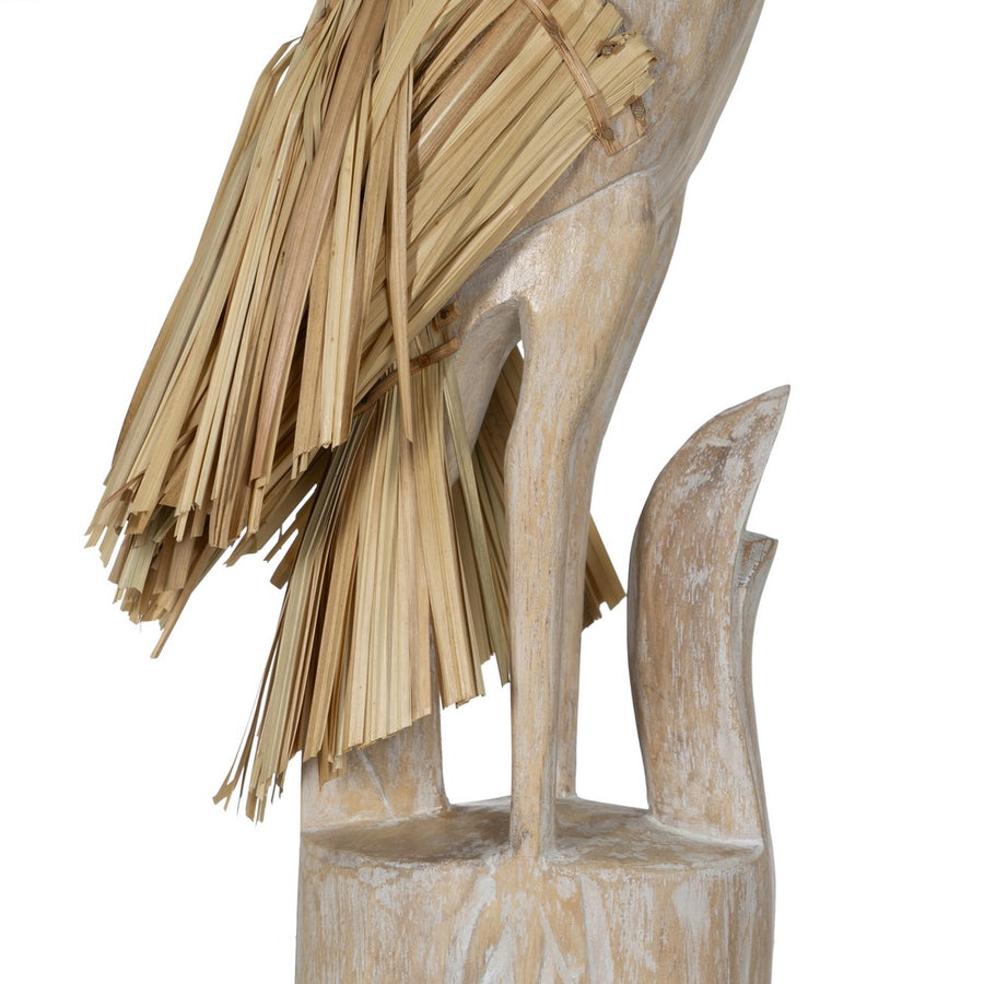 FIGURA GARZA MADERA-FIBRA NATURAL 20 X 10 X 62 CM