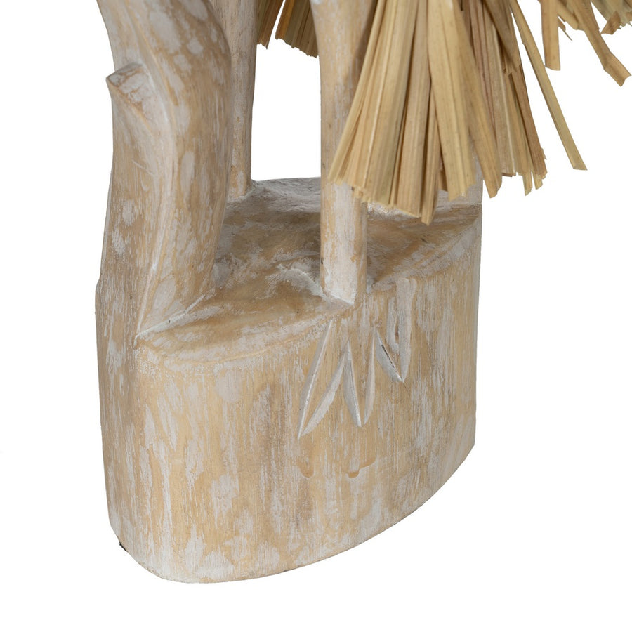 FIGURA GARZA MADERA-FIBRA NATURAL 20 X 10 X 62 CM