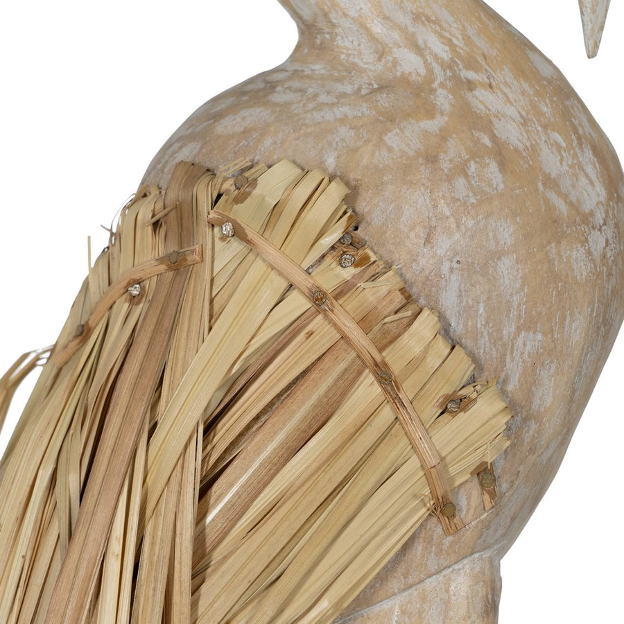 FIGURA GARZA MADERA-FIBRA NATURAL 20 X 10 X 62 CM