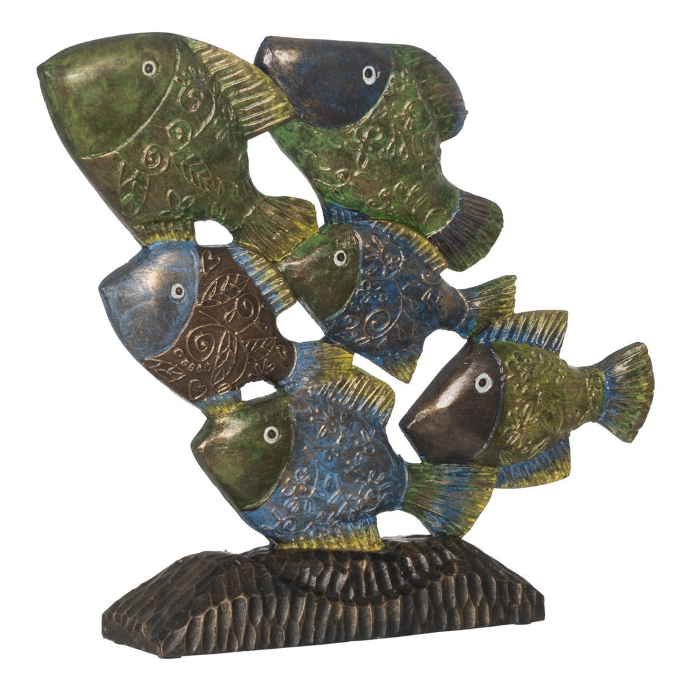 FIGURA PECES MADERA DECORACIÓN 60 X 11,50 X 52 CM