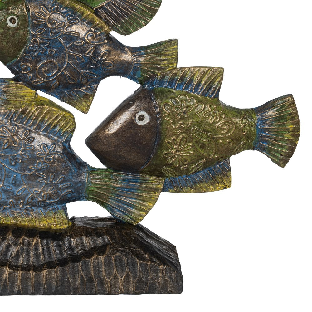 FIGURA PECES MADERA DECORACIÓN 60 X 11,50 X 52 CM