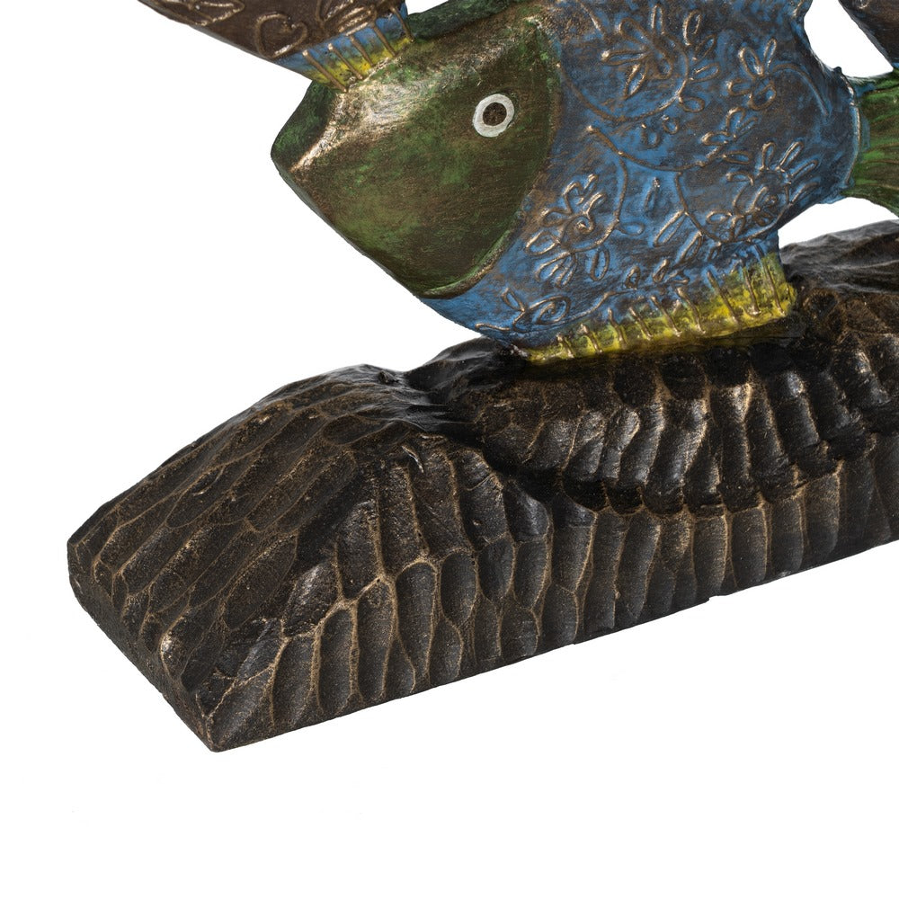 FIGURA PECES MADERA DECORACIÓN 60 X 11,50 X 52 CM