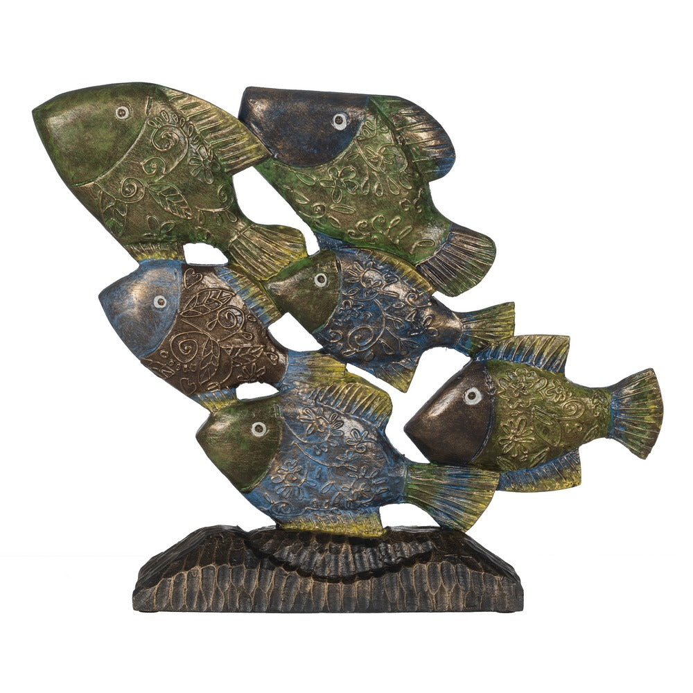 FIGURA PECES MADERA DECORACIÓN 60 X 11,50 X 52 CM