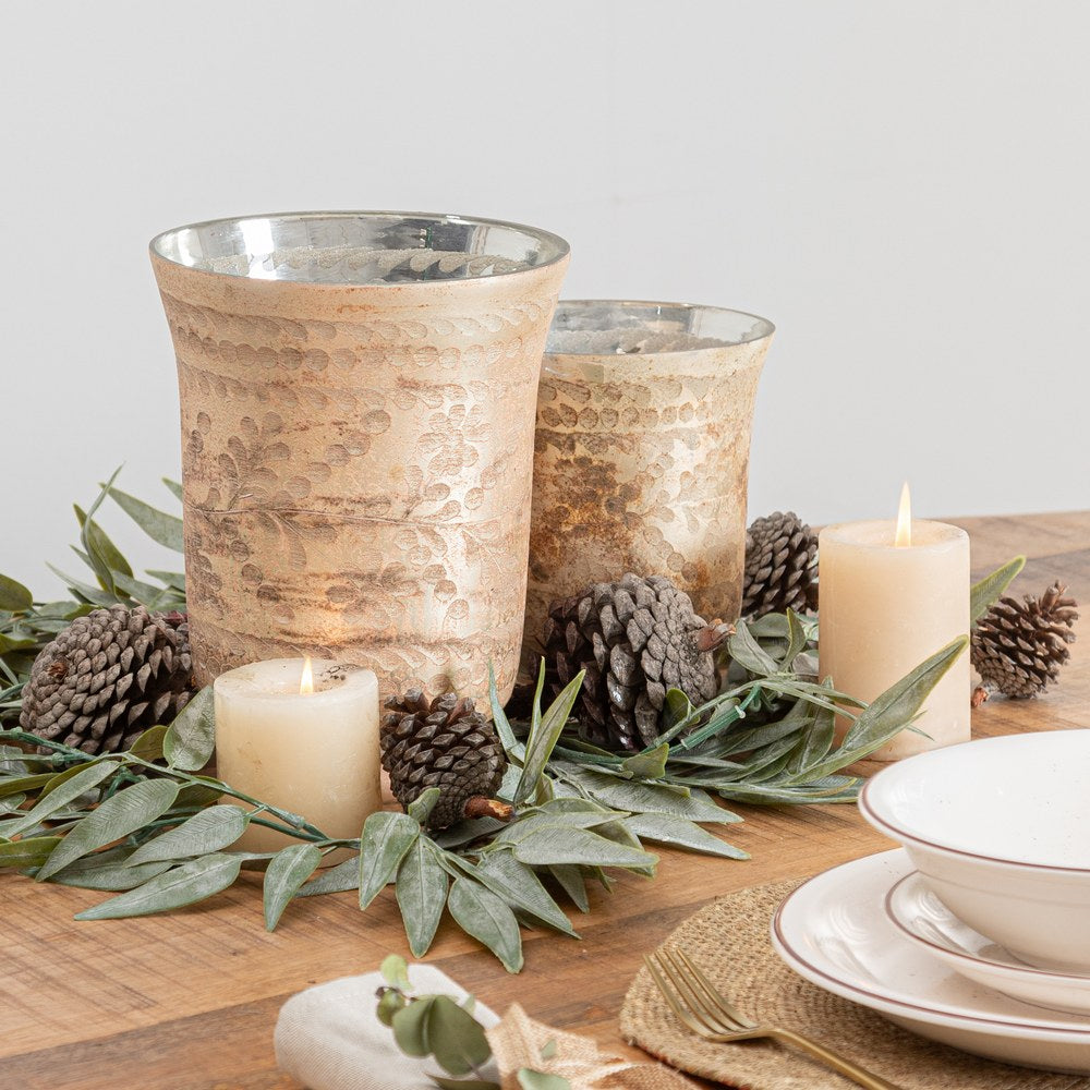 CANDLE HOLDER WHITE OXIDE GLASS 15 X 15 X 17 CM