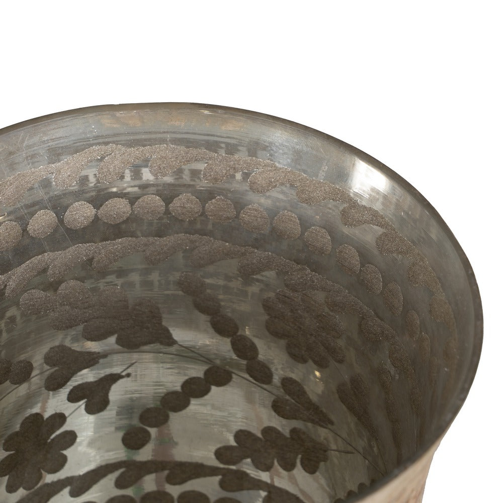 CANDLE HOLDER WHITE OXIDE GLASS 15 X 15 X 17 CM