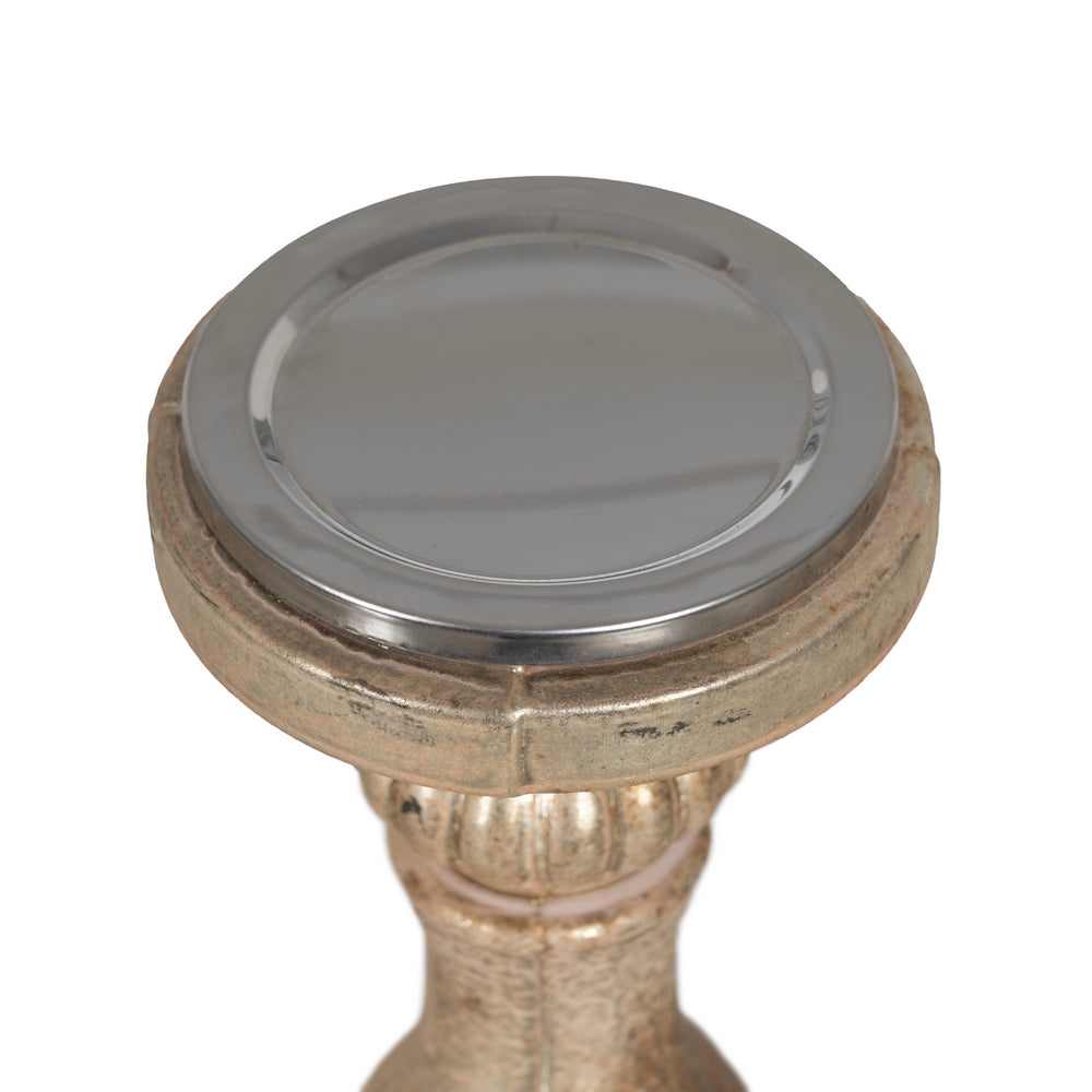 WHITE RUST CANDLE HOLDER 13 X 13 X 31 CM
