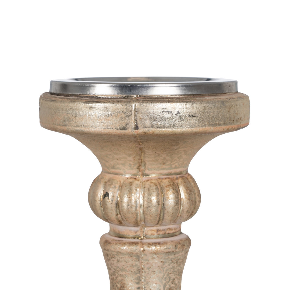 WHITE RUST CANDLE HOLDER 13 X 13 X 31 CM