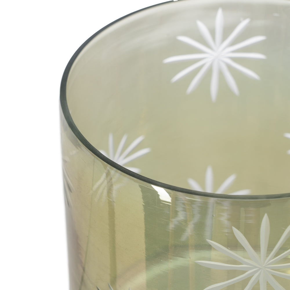 GREEN CRYSTAL CANDLE HOLDER DECORATION 15 X 15 X 15 CM