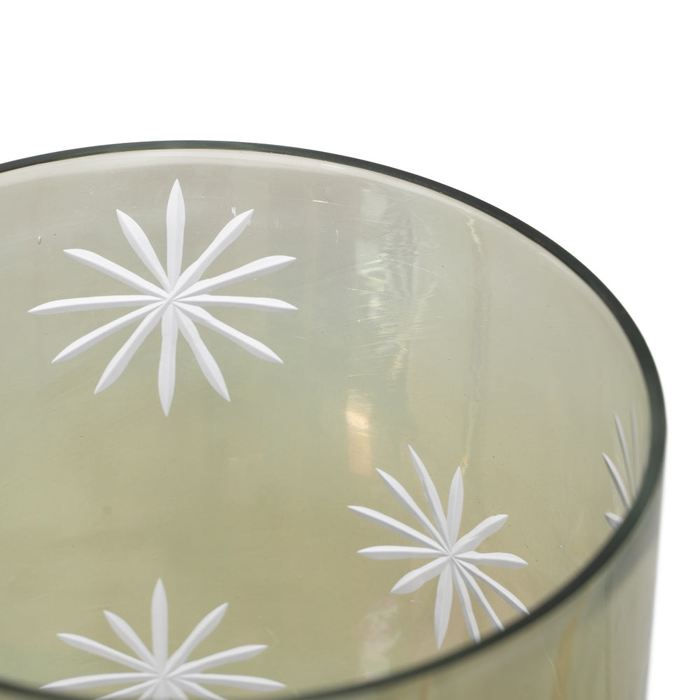 GREEN CRYSTAL CANDLE HOLDER DECORATION 15 X 15 X 15 CM