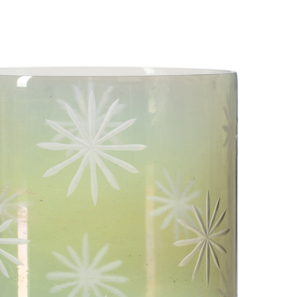GREEN CRYSTAL CANDLE HOLDER DECORATION 15 X 15 X 15 CM