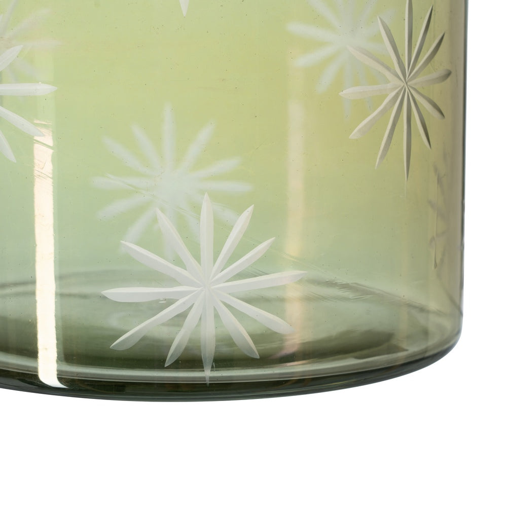 GREEN CRYSTAL CANDLE HOLDER DECORATION 15 X 15 X 15 CM