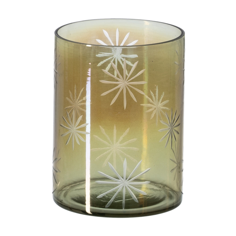 GREEN GLASS CANDLE HOLDER DECORATION 15 X 15 X 20 CM