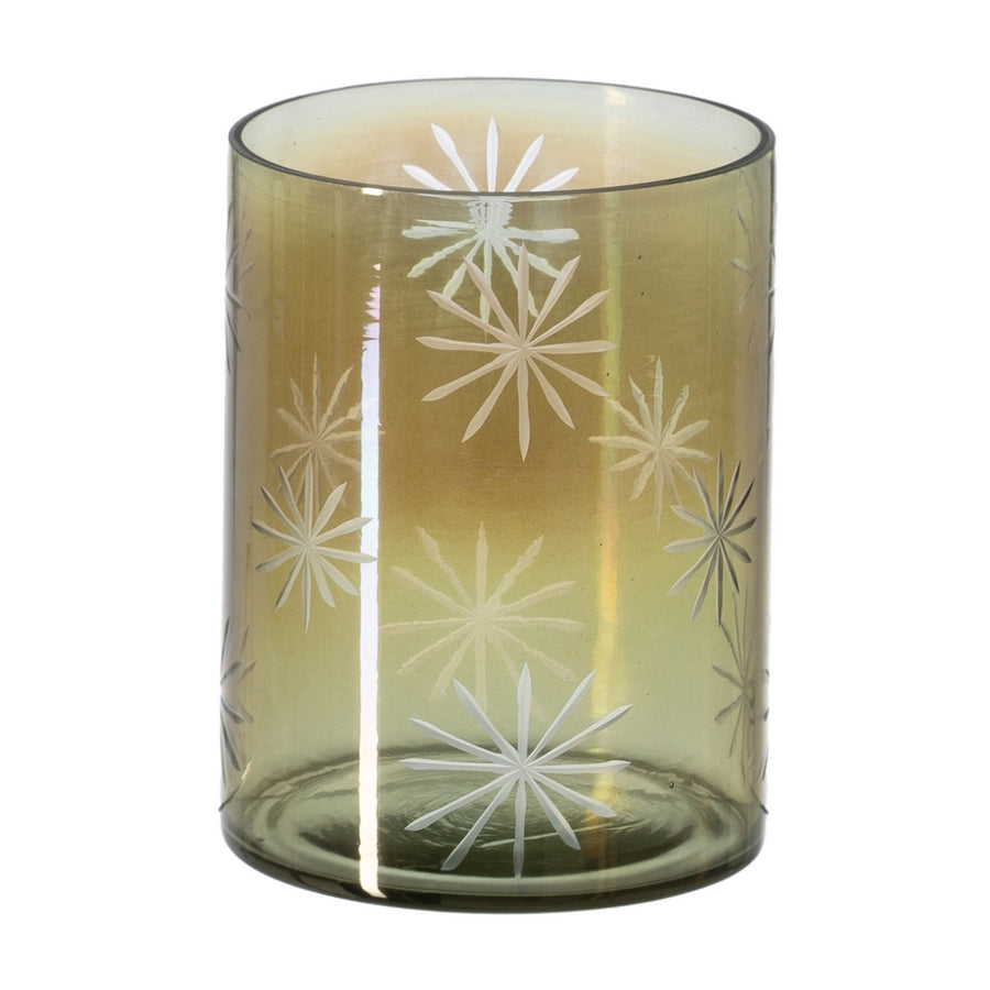 GREEN GLASS CANDLE HOLDER DECORATION 15 X 15 X 20 CM