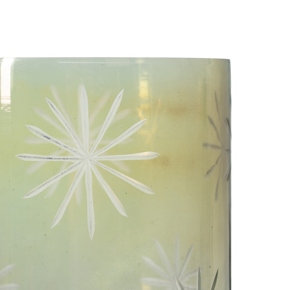 PORTAVELAS VERDE CRISTAL DECORACIÓN 15 X 15 X 25 CM