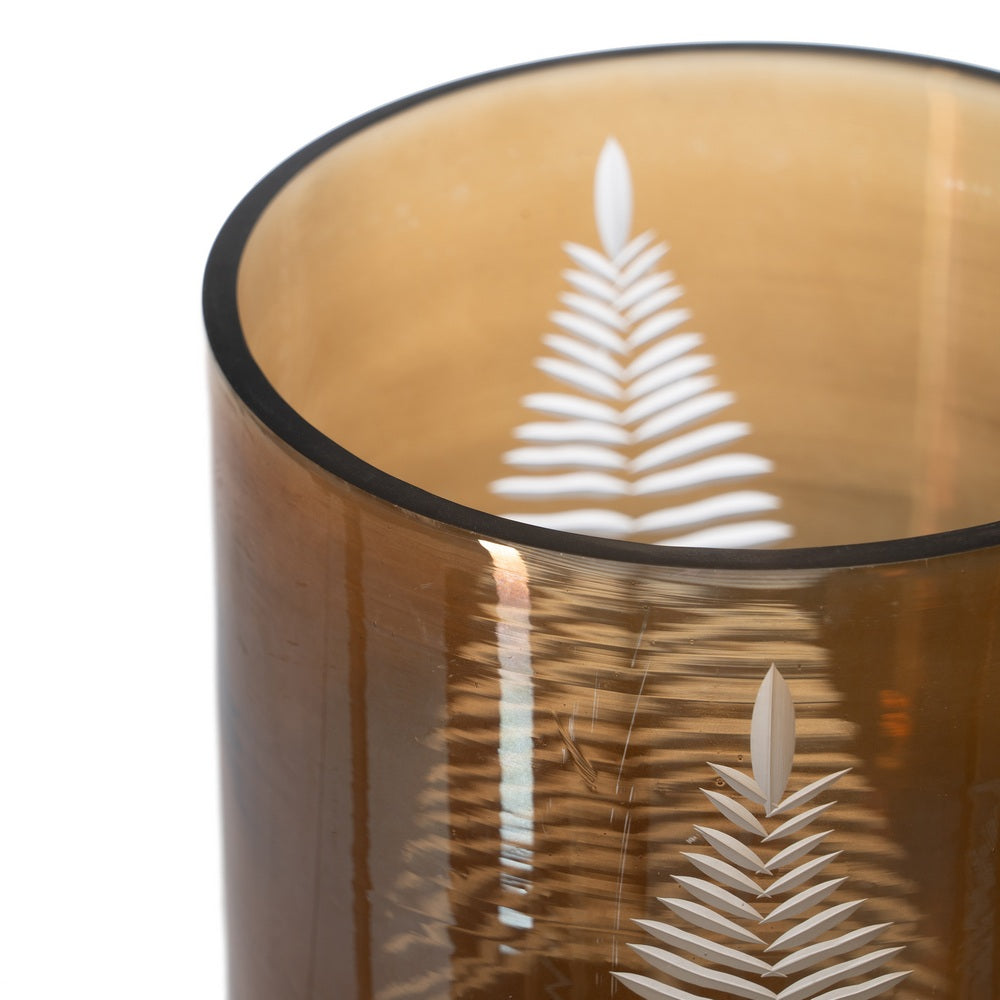 BROWN CANDLE HOLDER GLASS DECORATION 15 X 15 X 20 CM
