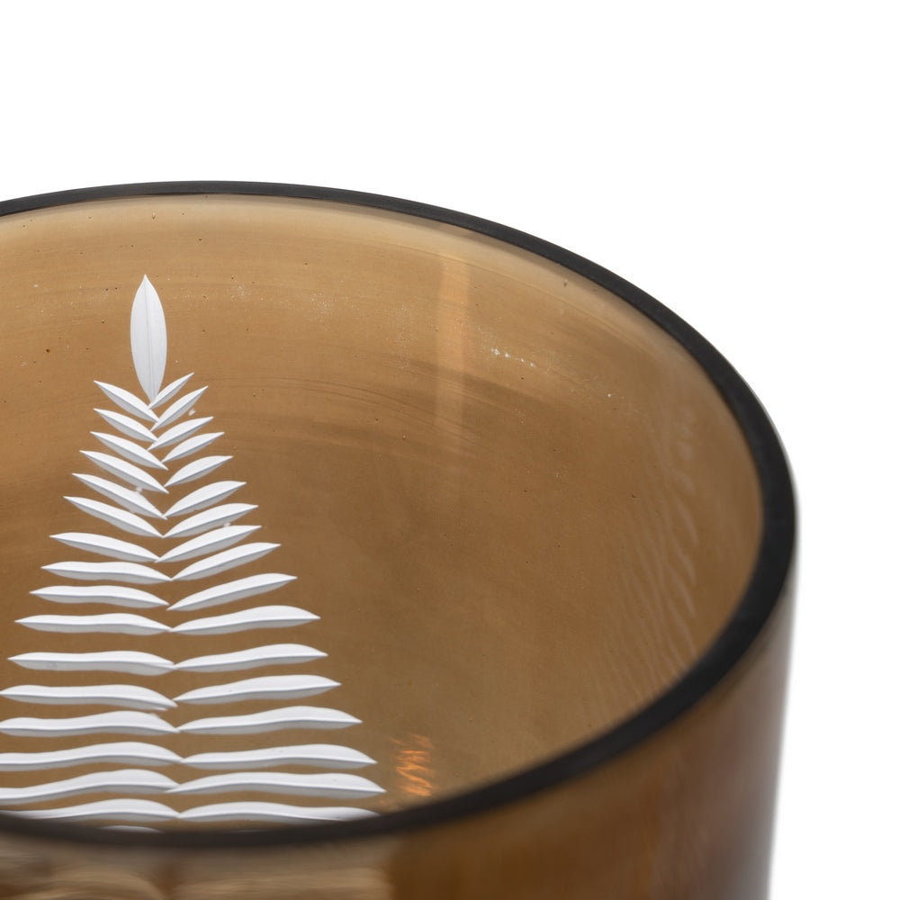 BROWN CANDLE HOLDER GLASS DECORATION 15 X 15 X 20 CM