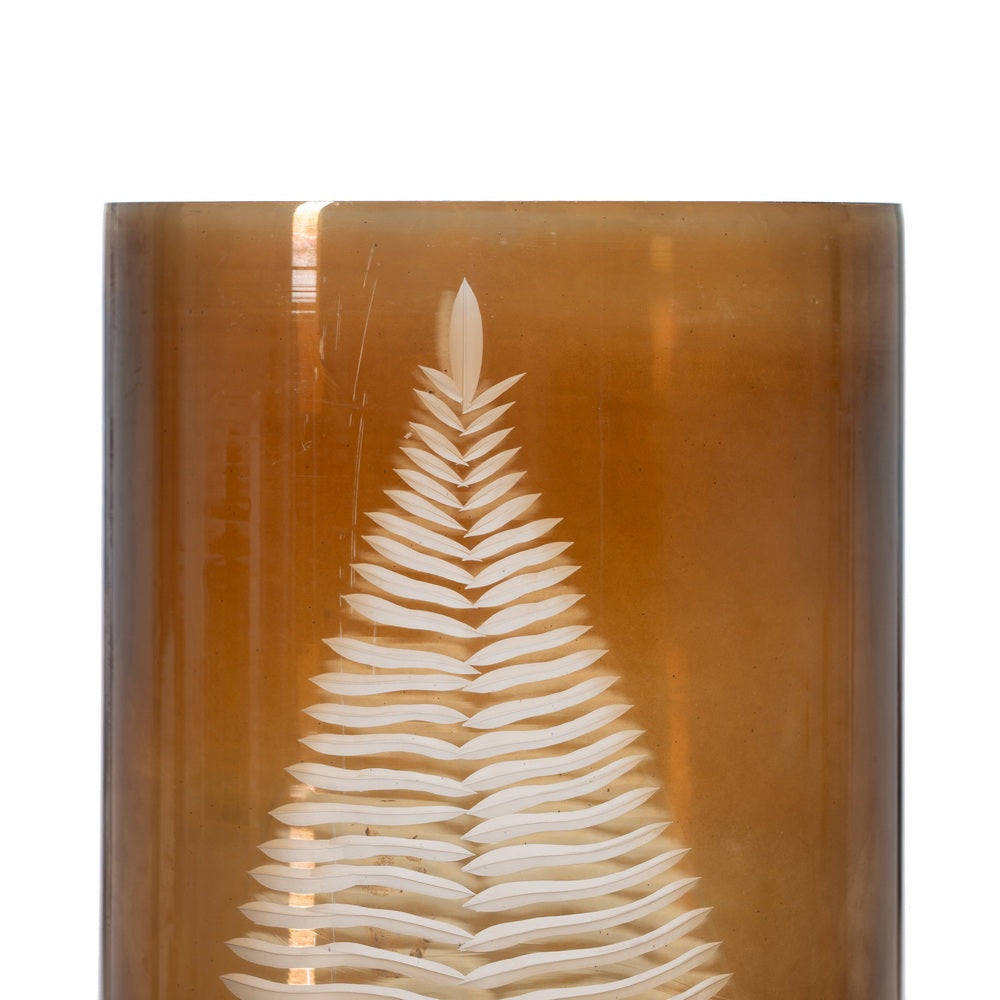 BROWN CANDLE HOLDER GLASS DECORATION 15 X 15 X 20 CM
