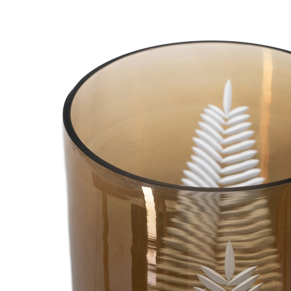 BROWN CANDLE HOLDER GLASS DECORATION 15 X 15 X 25 CM