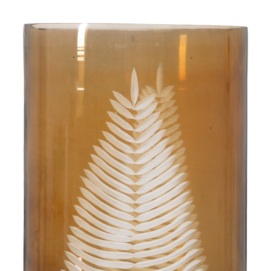 PORTAVELAS MARRÓN CRISTAL DECORACIÓN 15 X 15 X 25 CM