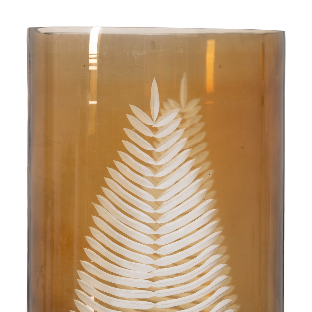 BROWN CANDLE HOLDER GLASS DECORATION 15 X 15 X 25 CM