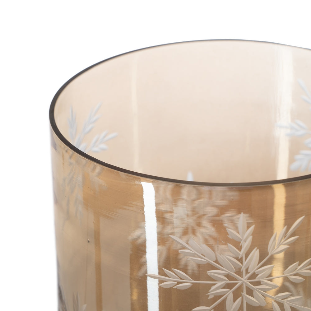 PORTAVELAS MARRÓN CRISTAL DECORACIÓN 15 X 15 X 20 CM