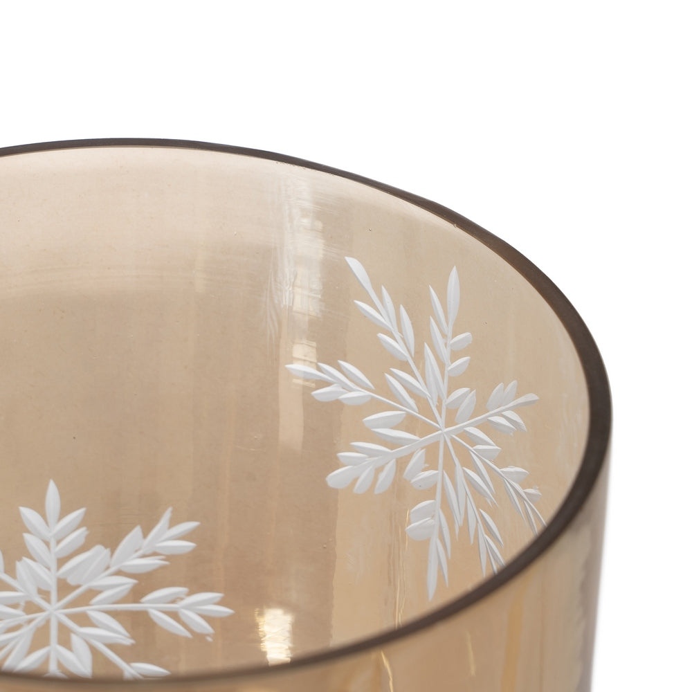 PORTAVELAS MARRÓN CRISTAL DECORACIÓN 15 X 15 X 20 CM