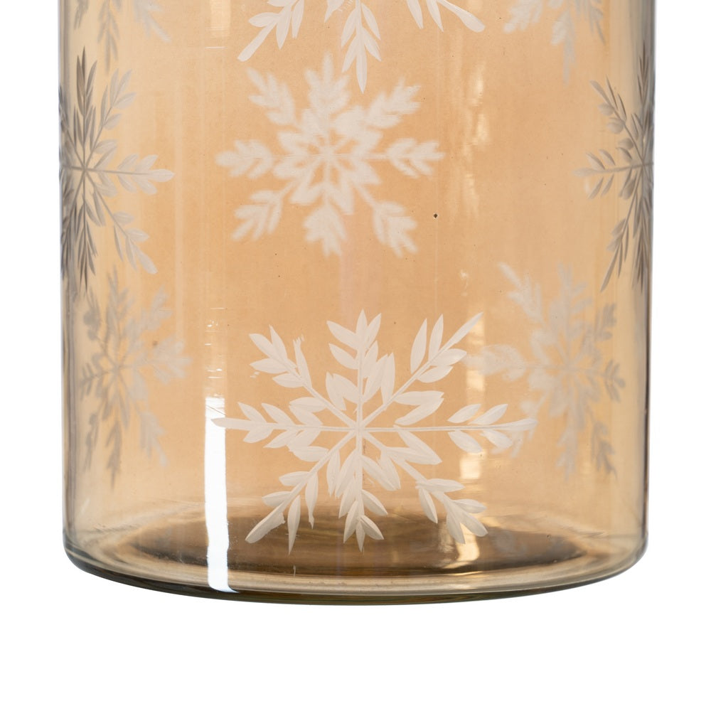 PORTAVELAS MARRÓN CRISTAL DECORACIÓN 15 X 15 X 20 CM