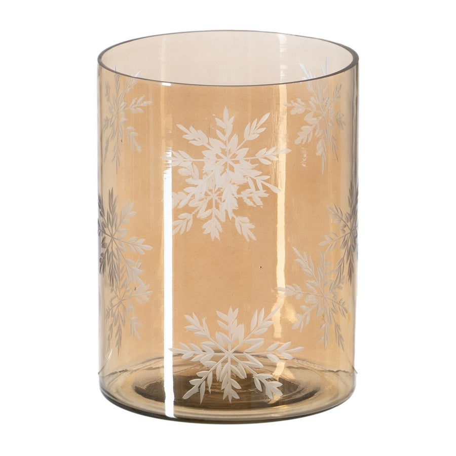 PORTAVELAS MARRÓN CRISTAL DECORACIÓN 15 X 15 X 20 CM