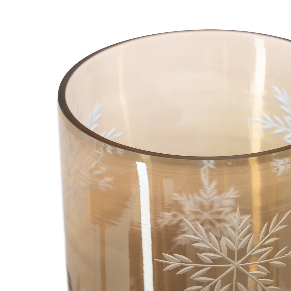 PORTAVELAS MARRÓN CRISTAL DECORACIÓN 15 X 15 X 25 CM