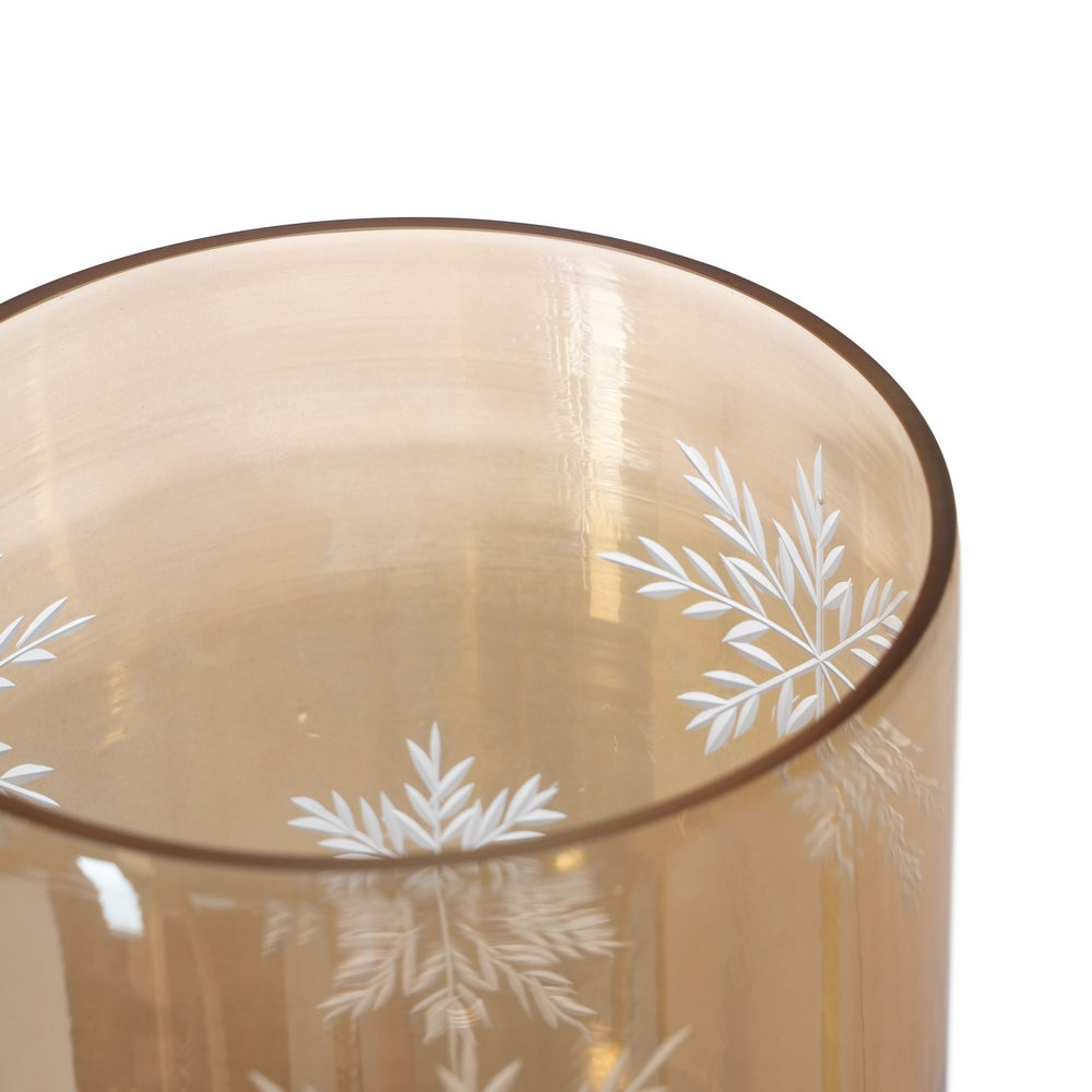 PORTAVELAS MARRÓN CRISTAL DECORACIÓN 15 X 15 X 25 CM