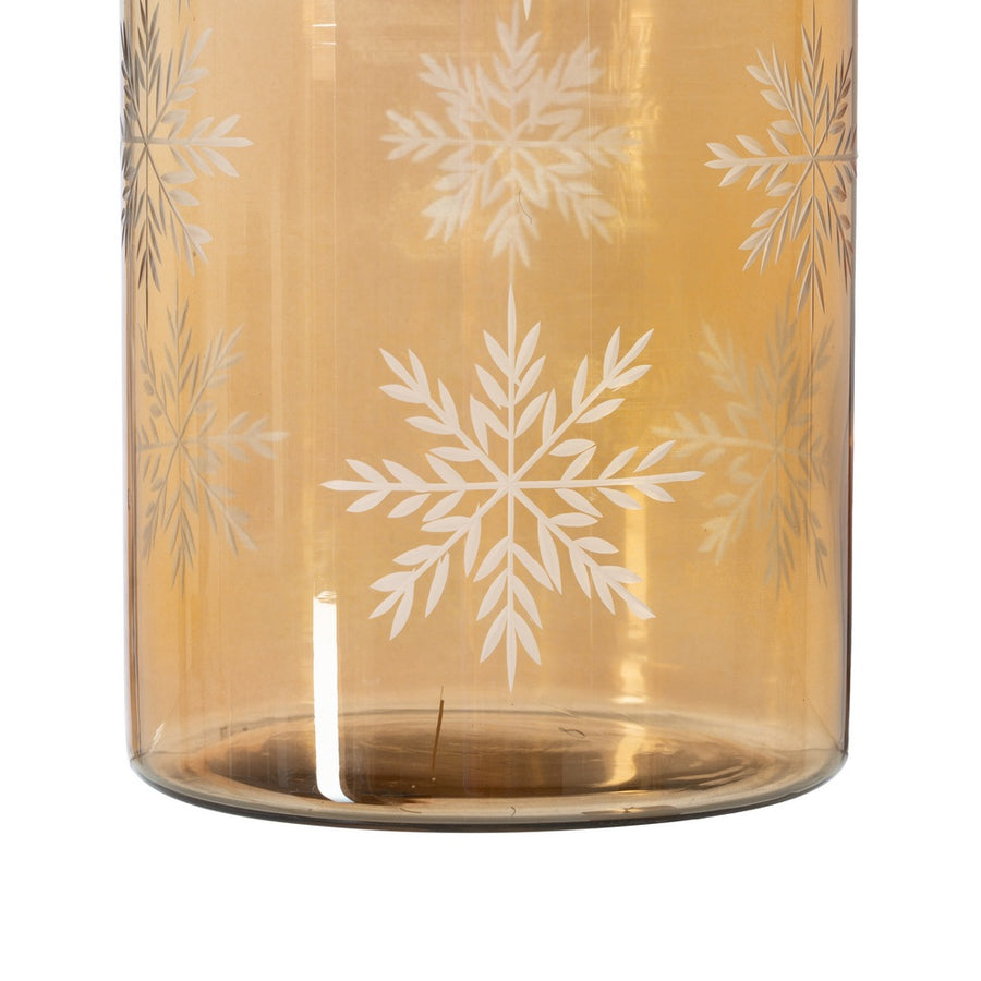 PORTAVELAS MARRÓN CRISTAL DECORACIÓN 15 X 15 X 25 CM