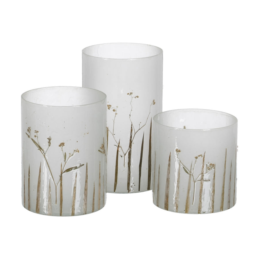 CANDLE HOLDER GREY-GOLD GLASS DECORATION 15 X 15 X 15 CM
