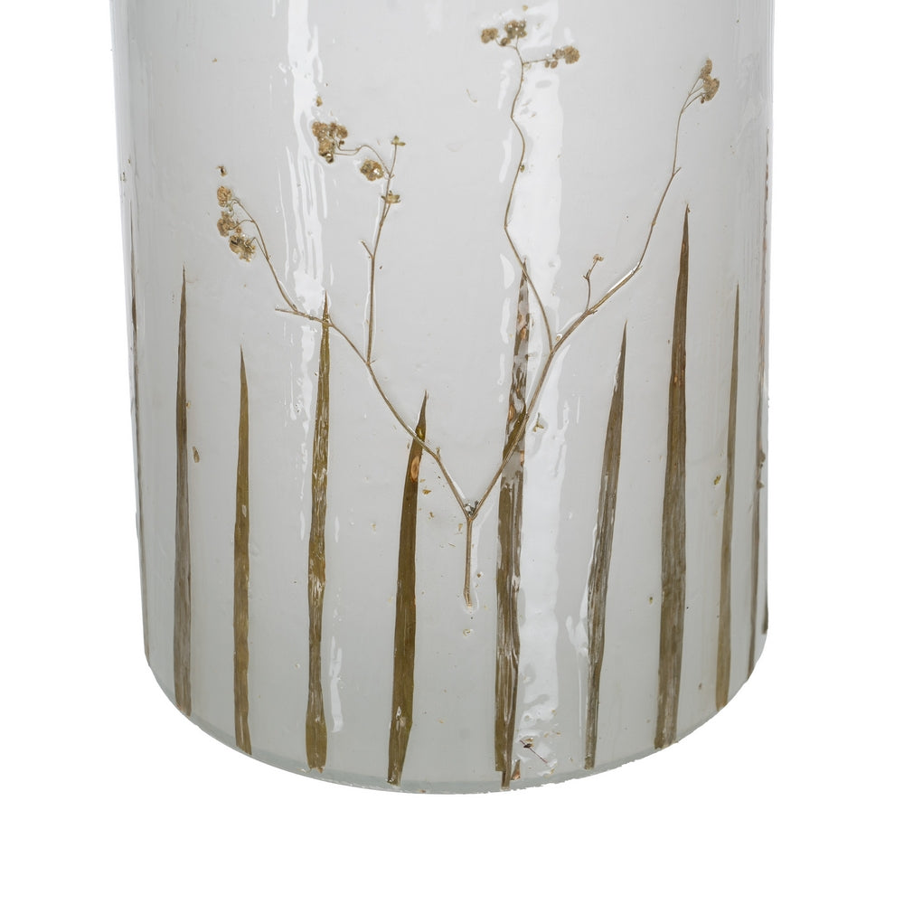 PORTAVELAS GRIS-ORO CRISTAL DECORACIÓN 15 X 15 X 25 CM