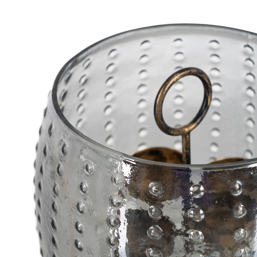 GREY CANDLE HOLDER GLASS DECORATION 18 X 18 X 16 CM
