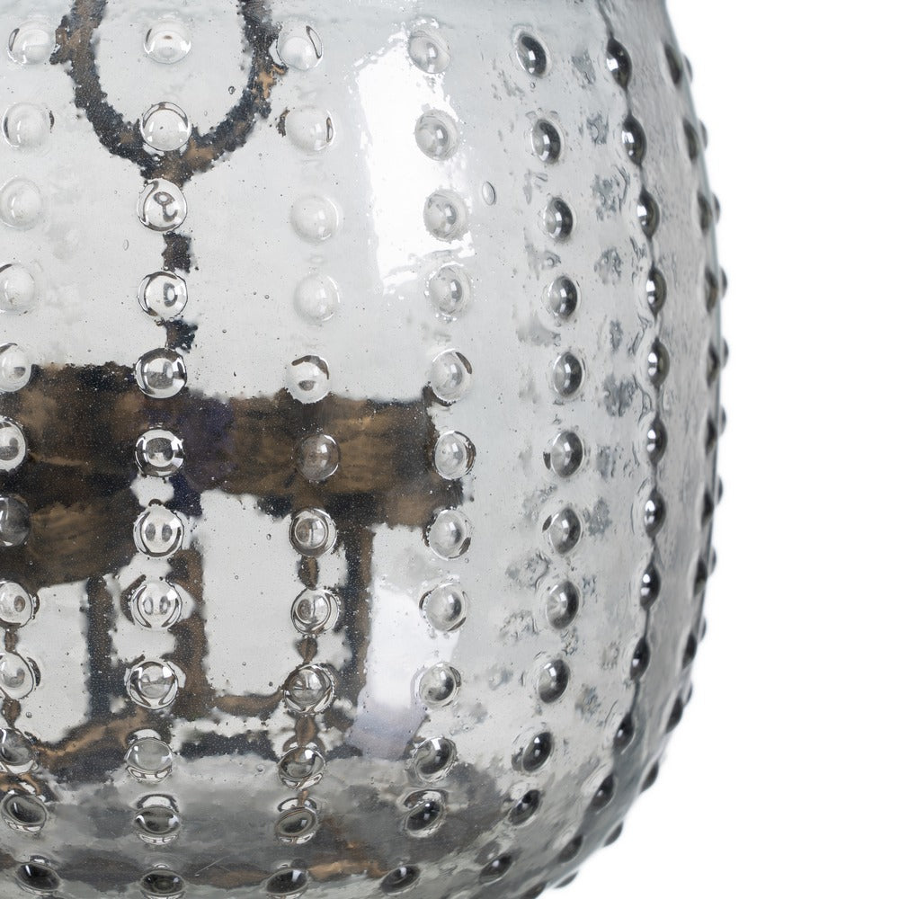 GREY CANDLE HOLDER GLASS DECORATION 18 X 18 X 16 CM