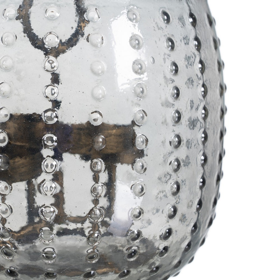 PORTAVELAS GRIS CRISTAL DECORACIÓN 18 X 18 X 16 CM