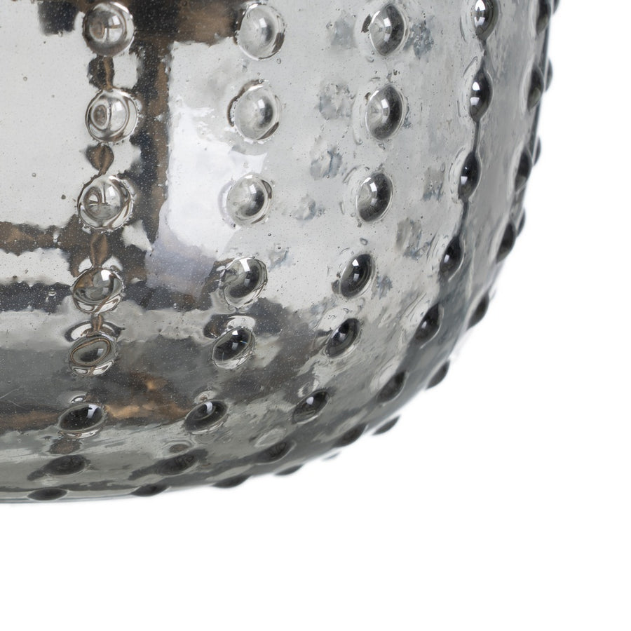 PORTAVELAS GRIS CRISTAL DECORACIÓN 18 X 18 X 16 CM