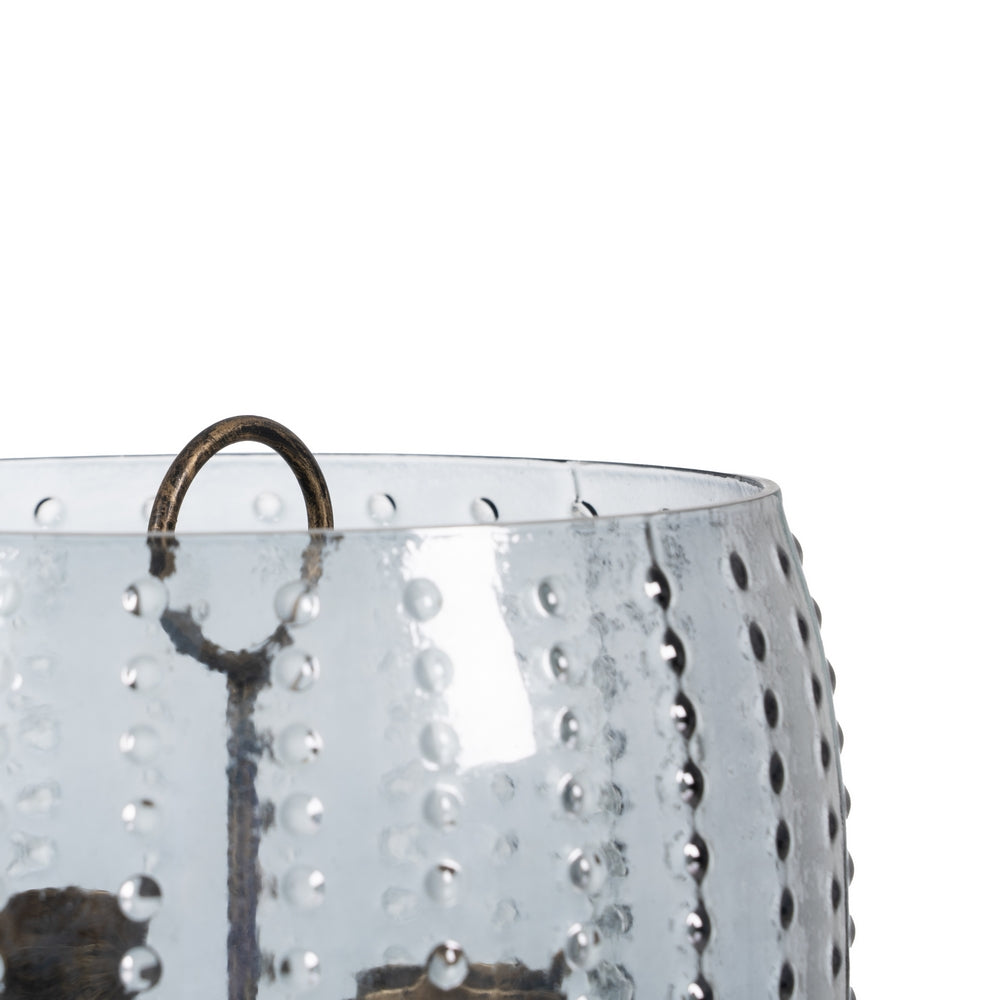 PORTAVELAS GRIS CRISTAL DECORACIÓN 23 X 23 X 20 CM